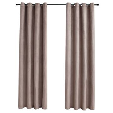 Elegant Taupe Blackout Curtains with Metal Rings - 140x175 cm