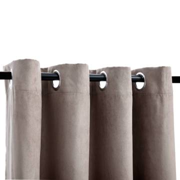 Elegant Taupe Blackout Curtains with Metal Rings - 140x175 cm