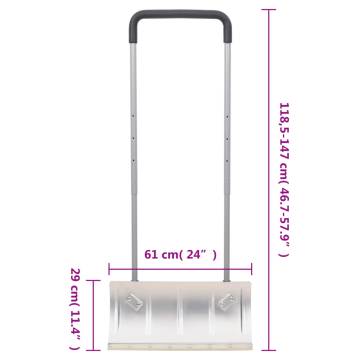 Efficient Snow Shovel with Extendable Handle - 61cm Steel Blade