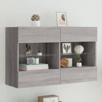 TV Wall Cabinet with LED Lights - Grey Sonoma - 98.5cm