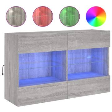 TV Wall Cabinet with LED Lights - Grey Sonoma - 98.5cm