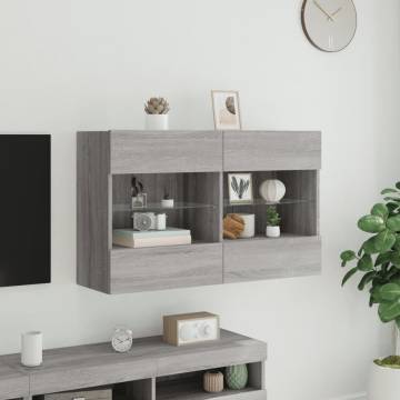 TV Wall Cabinet with LED Lights - Grey Sonoma - 98.5cm