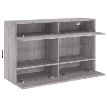 TV Wall Cabinet with LED Lights - Grey Sonoma - 98.5cm