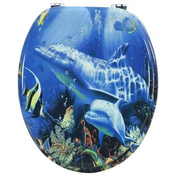 WC Toilet Seat MDF Lid Dolphins - Stylish Bathroom Upgrade