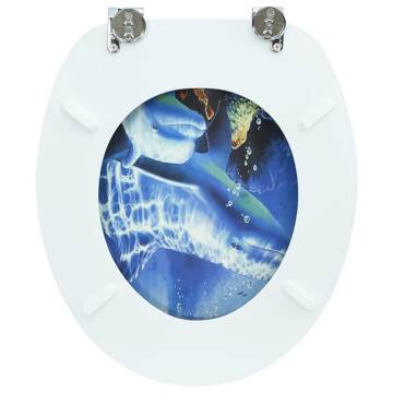 WC Toilet Seat MDF Lid Dolphins - Stylish Bathroom Upgrade