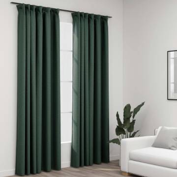 Linen-Look Blackout Curtains - Green 140x225 cm | HipoMarket