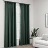 Linen-Look Blackout Curtains with Hooks 2 pcs Green 140x225 cm Colour green Size 140 x 225 cm Quantity in Package 2 