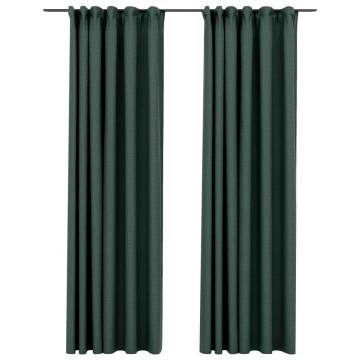 Linen-Look Blackout Curtains - Green 140x225 cm | HipoMarket