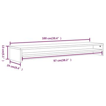 Monitor Stand Grey Sonoma - 100x24x13 cm | Hipomarket