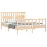 King Size Solid Wood Bed Frame with Headboard - Hipomarket