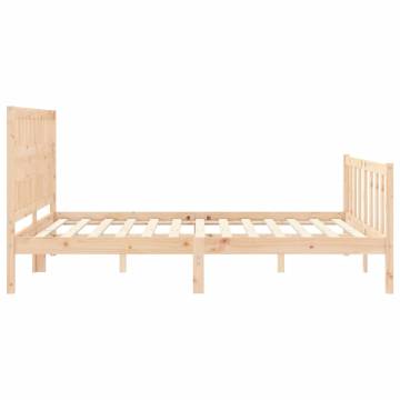 King Size Solid Wood Bed Frame with Headboard - Hipomarket