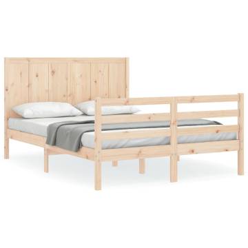 Solid Wood Bed Frame with Headboard 140x190 cm | HipoMarket