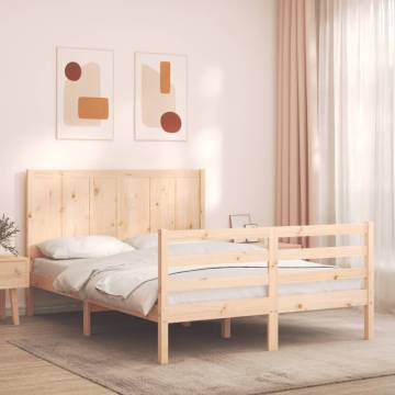 Solid Wood Bed Frame with Headboard 140x190 cm | HipoMarket