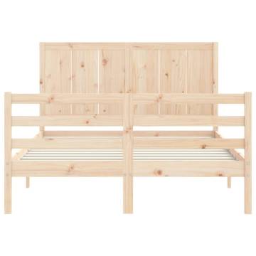 Solid Wood Bed Frame with Headboard 140x190 cm | HipoMarket