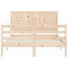 Solid Wood Bed Frame with Headboard 140x190 cm | HipoMarket