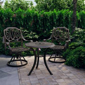 3 Piece Bistro Set - Cast Aluminium in Elegant Bronze