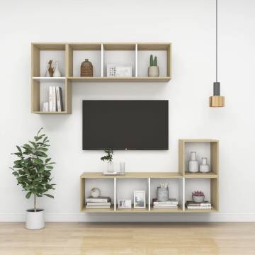 Wall-mounted TV Cabinet Sonoma Oak & White - Stylish Storage