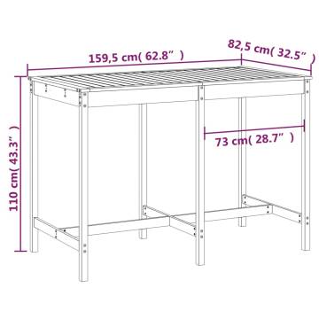 Garden Table Grey - Solid Pine Wood, 159.5x82.5 cm