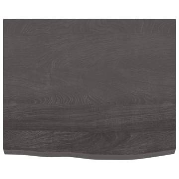 Dark Brown Bathroom Countertop | Solid Wood 60x50 cm