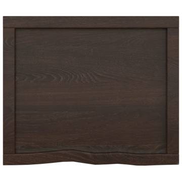 Dark Brown Bathroom Countertop | Solid Wood 60x50 cm