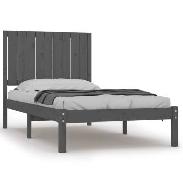 Stylish Grey Solid Wood Pine Bed Frame 90x200 cm