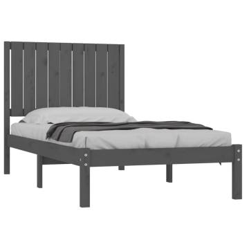 Stylish Grey Solid Wood Pine Bed Frame 90x200 cm