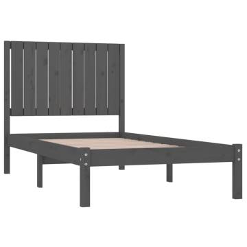 Stylish Grey Solid Wood Pine Bed Frame 90x200 cm