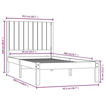 Stylish Grey Solid Wood Pine Bed Frame 90x200 cm