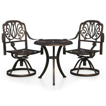 3 Piece Bistro Set - Cast Aluminium in Elegant Bronze