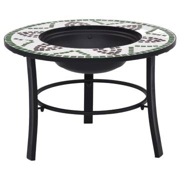 vidaXL Mosaic Fire Pit Green 68cm Ceramic for Garden & Patio