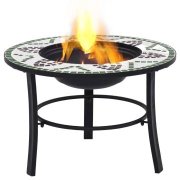 vidaXL Mosaic Fire Pit Green 68cm Ceramic for Garden & Patio