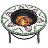 vidaXL Mosaic Fire Pit Green 68cm Ceramic for Garden & Patio