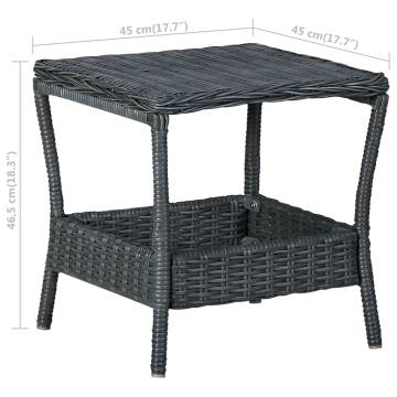 Stylish Dark Grey Garden Table - 45x45x46.5 cm Poly Rattan