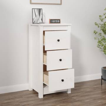 Stylish White Sideboard - Solid Pine Wood 40x35x80 cm