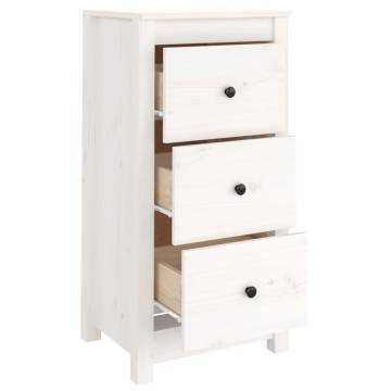 Stylish White Sideboard - Solid Pine Wood 40x35x80 cm