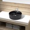 Ceramic Bathroom Sink Basin Faucet/Overflow Hole Black Round Colour black Size 46.5 x 15.5 cm 