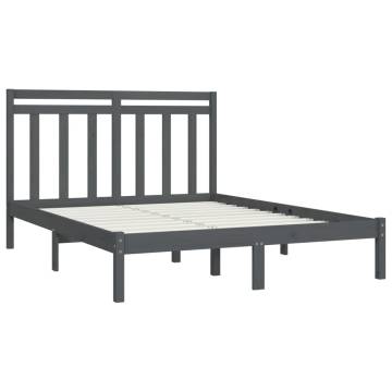 Grey Solid Wood Bed Frame 120x200 cm - Classic Design