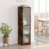 Stylish Highboard with Glass Doors - Smoked Oak 35x37x142 cm