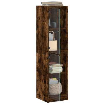 Stylish Highboard with Glass Doors - Smoked Oak 35x37x142 cm