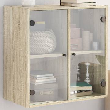 Wall Cabinet with Glass Doors - Sonoma Oak 68x37x68.5 cm