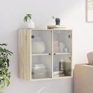 Wall Cabinet with Glass Doors - Sonoma Oak 68x37x68.5 cm