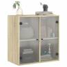 Wall Cabinet with Glass Doors - Sonoma Oak 68x37x68.5 cm