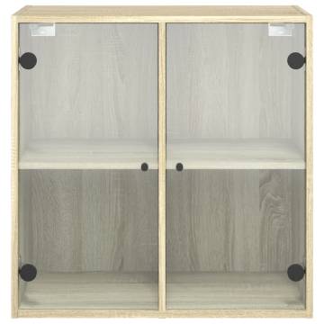 Wall Cabinet with Glass Doors - Sonoma Oak 68x37x68.5 cm