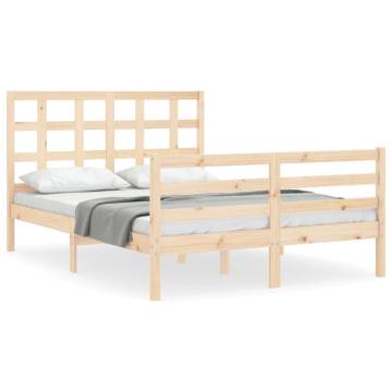 Solid Wood Bed Frame with Headboard 140x190 cm | Hipomarket