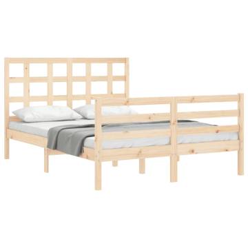 Solid Wood Bed Frame with Headboard 140x190 cm | Hipomarket