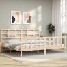 Bed Frame with Headboard 200x200 cm Solid Wood Colour natural Size 200 x 200 cm 