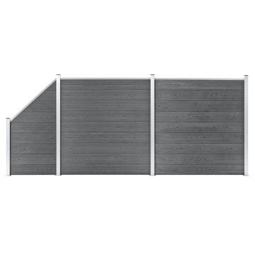 WPC Fence Set - 2 Square & 1 Slanted Grey 446x186 cm