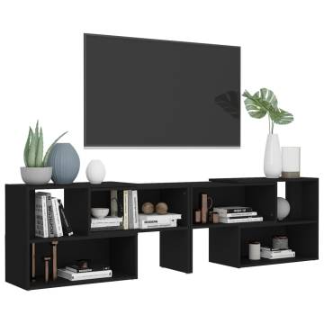 Stylish Black TV Cabinet - Engineered Wood - 149x30x52 cm