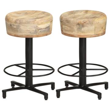 Bar Stools 2 pcs 52 cm Solid Mango Wood - Stylish & Unique