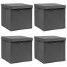 Storage Boxes with Lids 4 pcs Grey 32x32x32 cm Fabric Colour grey with lids Quantity in Package 4 Number of 1 